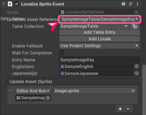 Localize Sprite Event